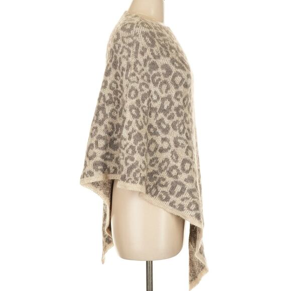 Nardi & Tagliaferri Mohair Wool-Blend Poncho Women’s OS Animal Print Neutral - Picture 4 of 4